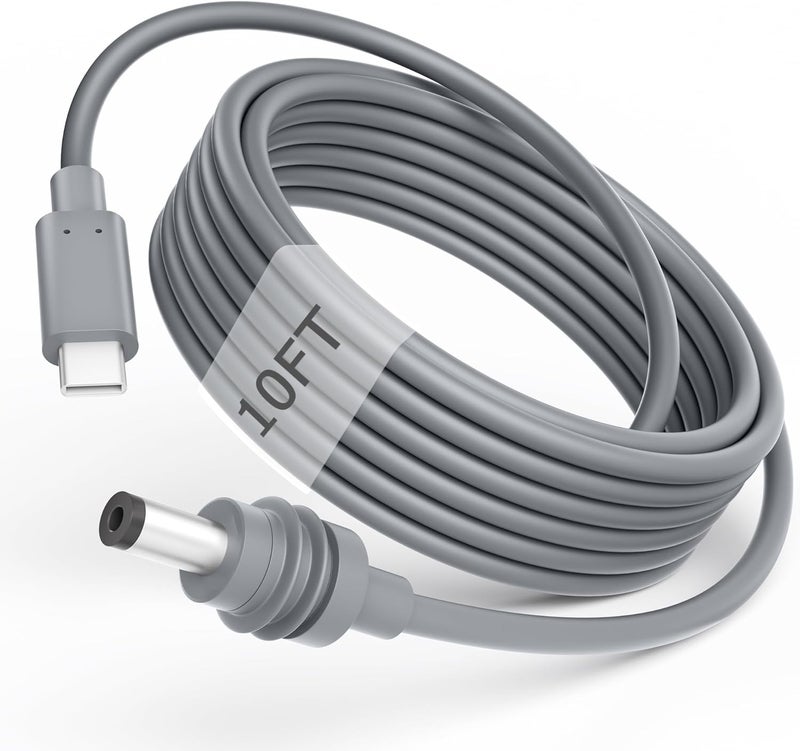 Gunovy كابل ستارلينك ميني 10 قدم كابل طاقة USB C إلى DC ستارلينك ميني 18AWG PD 100W إدخال كابل طاقة USB نوع C إلى كابل طاقة أسطواني 5.5 * 2.1 مم متوافق مع بنك الطاقة 100W+ مصدر PD مقاوم للماء رمادي 10 قدم/3 متر - Image 1